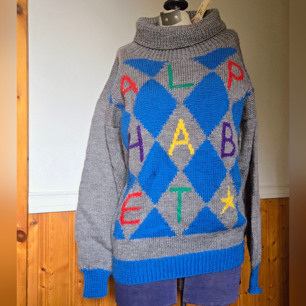 Vintage 80's Saks Fifth Avenue NANCY VALE Handknit Sweater New York 100% wool 🔥